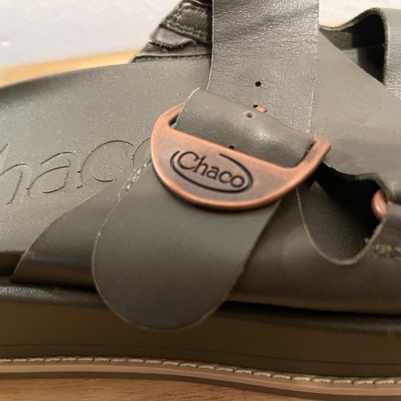 Chaco Women's Slide Midform Sandals Size 12 - Olive Green Leather - 11" Outsole - Picture 5 of 8